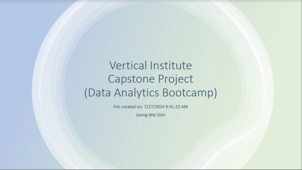 Data Visualisation Project Vertical Institute